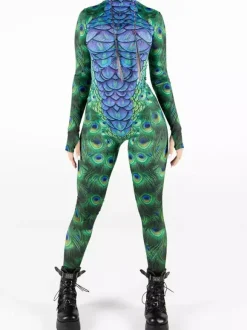 Cyberpunk Patterned Zentai Suits Woman Sexy Bodysuit Suit Butterfly Color Element Adults High-waisted Sports Jumpsuit Cosplay Costumes