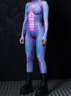 Cyberpunk Patterned Zentai Suits Woman Sexy Bodysuit Suit Butterfly Color Element Adults High-waisted Sports Jumpsuit Cosplay Costumes
