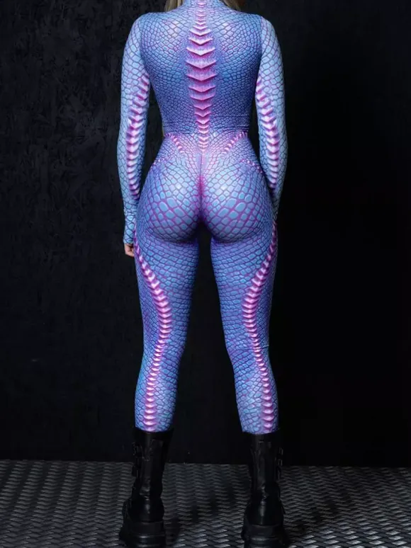 Cyberpunk Patterned Zentai Suits Woman Sexy Bodysuit Suit Butterfly Color Element Adults High-waisted Sports Jumpsuit Cosplay Costumes