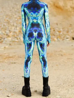 Cyberpunk Patterned Zentai Suits Woman Sexy Bodysuit Suit Butterfly Color Element Adults High-waisted Sports Jumpsuit Cosplay Costumes
