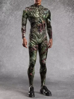 Cyberpunk Patterned Zentai Suits Printed Bodysuit Full-Body Cosplay Jumpsuit For Theme Parties