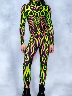 Cyberpunk Patterned Zentai Suits Printed Bodysuit Full-Body Cosplay Jumpsuit For Theme Parties