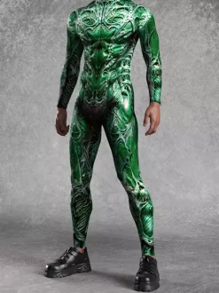 Cyberpunk Patterned Zentai Suits Printed Bodysuit Full-Body Cosplay Jumpsuit For Theme Parties