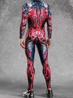 Cyberpunk Patterned Zentai Suits Printed Bodysuit Full-Body Cosplay Jumpsuit For Theme Parties