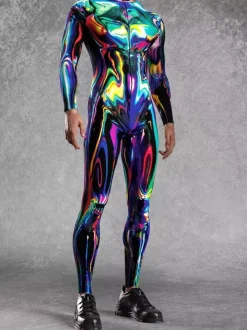 Cyberpunk Patterned Zentai Suits Printed Bodysuit Full-Body Cosplay Jumpsuit For Theme Parties