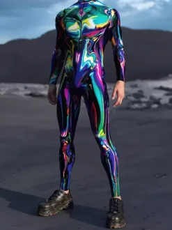 Cyberpunk Patterned Zentai Suits Printed Bodysuit Full-Body Cosplay Jumpsuit For Theme Parties