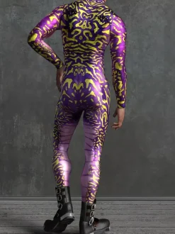 Cyberpunk Patterned Zentai Suits Green Chameleon Camouflage Bodysuit 3D Printed Reptile Skin Texture