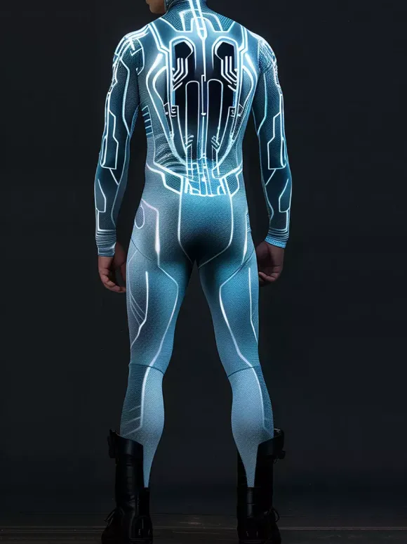 Cyberpunk Patterned Zentai Suits CyberPunk Mens Jumpsuit Mechanical Armor Cosplay Costume Steampunk Elastic Bodysuits Rompers