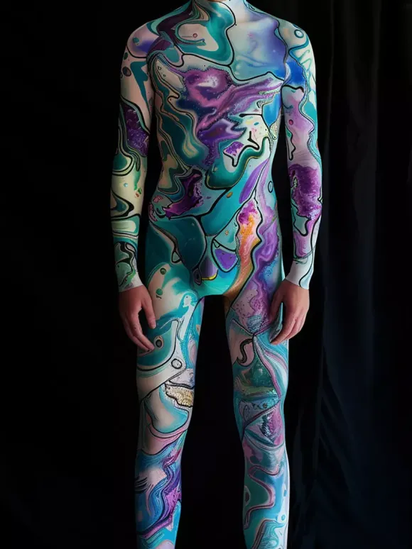 Cyberpunk Patterned Zentai Suits CyberPunk Mens Jumpsuit Mechanical Armor Cosplay Costume Steampunk Elastic Bodysuits Rompers