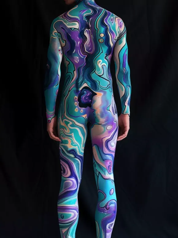 Cyberpunk Patterned Zentai Suits CyberPunk Mens Jumpsuit Mechanical Armor Cosplay Costume Steampunk Elastic Bodysuits Rompers
