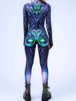 Cyberpunk Patterned Zentai Suits Women Jumpsuit Bodysuit Punk Hyun Color Zentai Catsuits