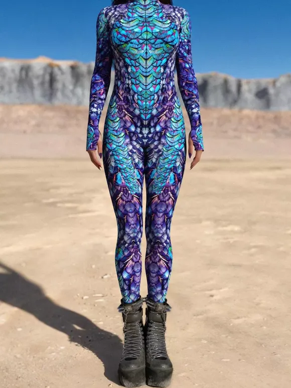 Cyberpunk Patterned Zentai Suits Women Jumpsuit Bodysuit Punk Hyun Color Zentai Catsuits