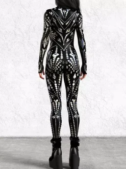 Cyberpunk Patterned Zentai Suits Women Jumpsuit Bodysuit Punk Hyun Color Zentai Catsuits