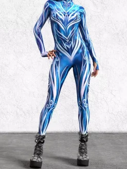 Cyberpunk Patterned Zentai Suits Women Jumpsuit Bodysuit Punk Hyun Color Zentai Catsuits
