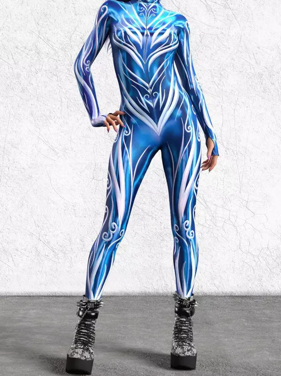 Cyberpunk Patterned Zentai Suits Women Jumpsuit Bodysuit Punk Hyun Color Zentai Catsuits