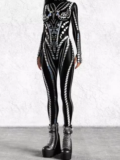 Cyberpunk Patterned Zentai Suits Women Jumpsuit Bodysuit Punk Hyun Color Zentai Catsuits