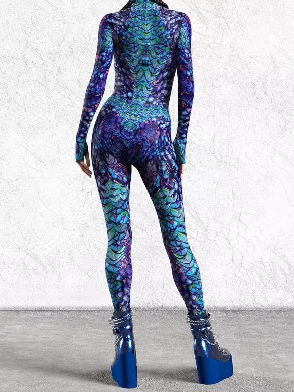 Cyberpunk Patterned Zentai Suits Women Jumpsuit Bodysuit Punk Hyun Color Zentai Catsuits