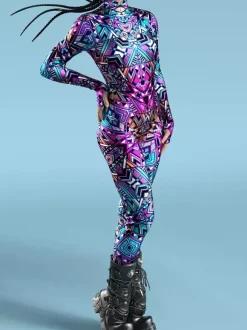 Cyberpunk Patterned Zentai Suits Adult Zentai Suit Fish Scale Print Lycr Spandex Sexy Costumes