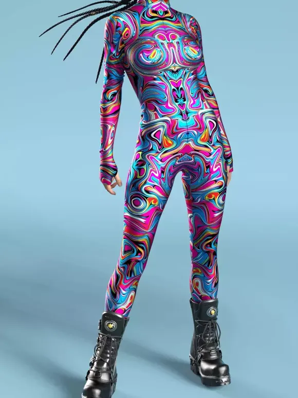 Cyberpunk Patterned Zentai Suits Adult Zentai Suit Fish Scale Print Lycr Spandex Sexy Costumes