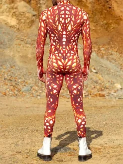 Cyberpunk Patterned Zentai Suits 3D Printing Jumpsuit Robot Bodysuit Cosplay Costume Skeleton Catsuit Men Zentai Party Clothes Elastic Carnival Romper