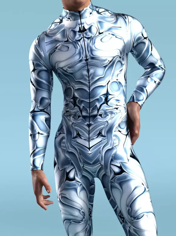 Cyberpunk Patterned Zentai Suits 3D Printing Jumpsuit Robot Bodysuit Cosplay Costume Skeleton Catsuit Men Zentai Party Clothes Elastic Carnival Romper