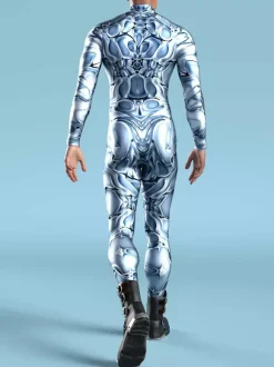 Cyberpunk Patterned Zentai Suits 3D Printing Jumpsuit Robot Bodysuit Cosplay Costume Skeleton Catsuit Men Zentai Party Clothes Elastic Carnival Romper
