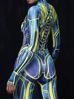 Cyberpunk Patterned Zentai Suits Adult Anime Character Cosplay Jumpsuits 3D Digital Color Printed Bodysuit Caitsuit Aerial Yoga Performance Stage Costumes