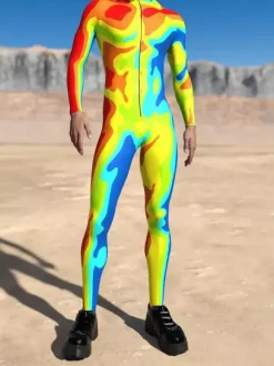 Cyberpunk Patterned Zentai Suits Adult Colorful Sci-fi Jumpsuit Cyberpunk Bodysuit Burning Men Zentai Suit Holiday Party Morphsuits Couple Rave Outfits