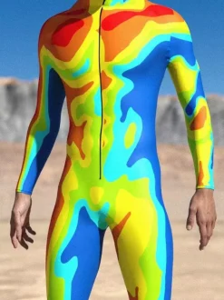 Cyberpunk Patterned Zentai Suits Adult Colorful Sci-fi Jumpsuit Cyberpunk Bodysuit Burning Men Zentai Suit Holiday Party Morphsuits Couple Rave Outfits