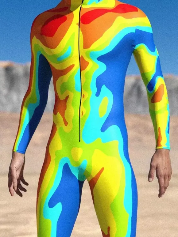 Cyberpunk Patterned Zentai Suits Adult Colorful Sci-fi Jumpsuit Cyberpunk Bodysuit Burning Men Zentai Suit Holiday Party Morphsuits Couple Rave Outfits