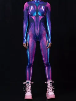 Cyberpunk Patterned Zentai Suits Bodysuit Caitsuit Adult Anime Character Cosplay Jumpsuits 3D Digital Color Printed Aerial Yoga Performance Stage Costumes