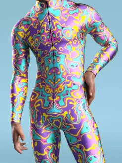 Cyberpunk Patterned Zentai Suits Men Women CyberPunk Muscle Jumpsuit 3D Colored Drawing Cosplay Bodysuit Steampunk Costume Party Shows Zentai Suit