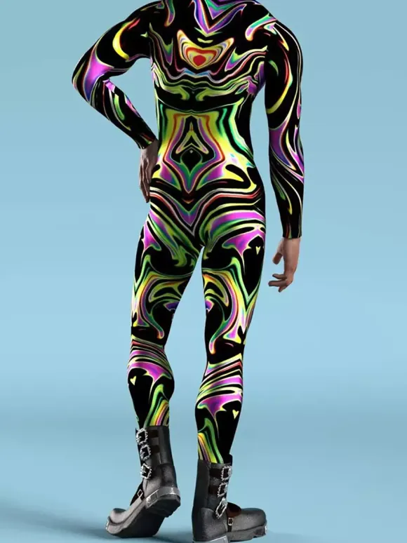 Cyberpunk Patterned Zentai Suits Men Women CyberPunk Muscle Jumpsuit 3D Colored Drawing Cosplay Bodysuit Steampunk Costume Party Shows Zentai Suit