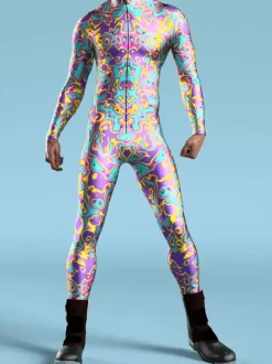Cyberpunk Patterned Zentai Suits Men Women CyberPunk Muscle Jumpsuit 3D Colored Drawing Cosplay Bodysuit Steampunk Costume Party Shows Zentai Suit