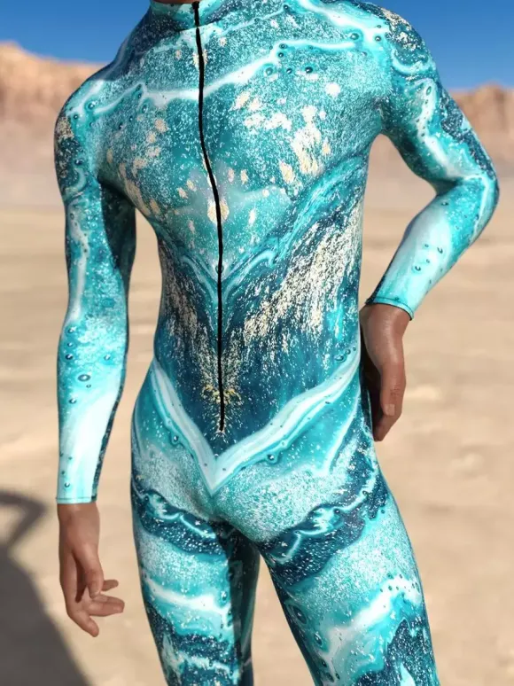 Cyberpunk Patterned Zentai Suits Men Women CyberPunk Muscle Jumpsuit 3D Colored Drawing Cosplay Bodysuit Steampunk Costume Party Shows Zentai Suit