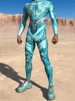 Cyberpunk Patterned Zentai Suits Men Women CyberPunk Muscle Jumpsuit 3D Colored Drawing Cosplay Bodysuit Steampunk Costume Party Shows Zentai Suit