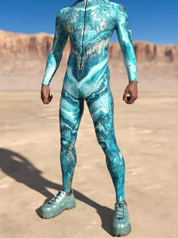 Cyberpunk Patterned Zentai Suits Men Women CyberPunk Muscle Jumpsuit 3D Colored Drawing Cosplay Bodysuit Steampunk Costume Party Shows Zentai Suit