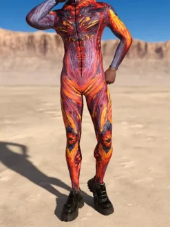 Cyberpunk Patterned Zentai Suits Men Women CyberPunk Muscle Jumpsuit 3D Colored Drawing Cosplay Bodysuit Steampunk Costume Party Shows Zentai Suit