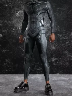 Cyberpunk Patterned Zentai Suits Adult Men Zipper Catsuit Machine 3d Printed Jumpsuit Game Party Zentai Suit Male Cosplay Bodysuit Rave Festival Robot Costumes