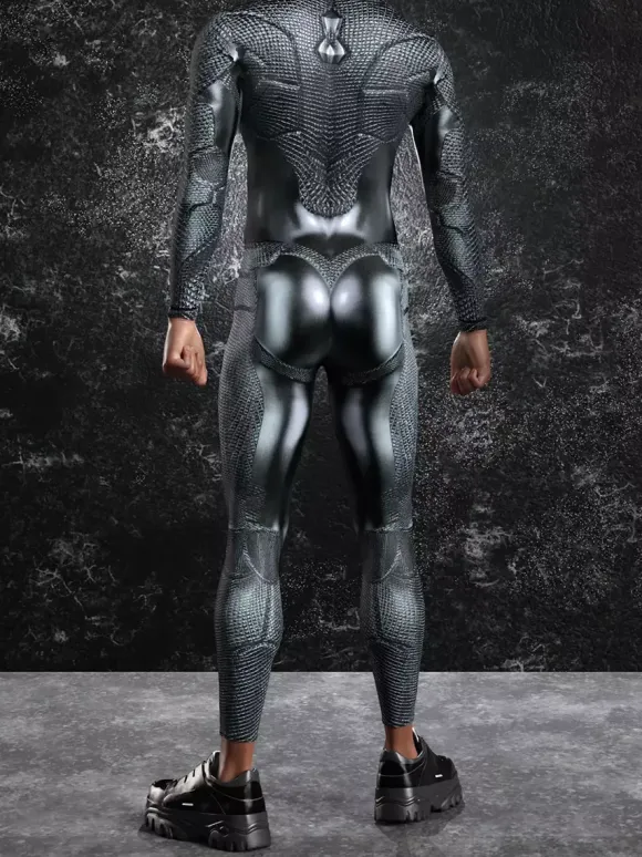 Cyberpunk Patterned Zentai Suits Adult Men Zipper Catsuit Machine 3d Printed Jumpsuit Game Party Zentai Suit Male Cosplay Bodysuit Rave Festival Robot Costumes