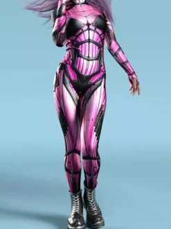 Cyberpunk Women's Zentai Long Sleeves Cybernetic Soldier Metallic Women's Catsuit Zentai