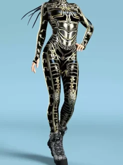 Cyberpunk Zentai Women's Robot 3D Print Metallic Women's Zentai Catsuits