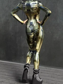 Cyberpunk Zentai Women's Robot 3D Print Metallic Women's Zentai Catsuits