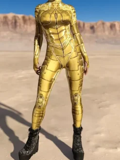 Cyberpunk Zentai Women's Robot 3D Print Metallic Women's Zentai Catsuits