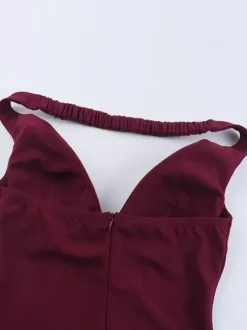 3D Rose Petal Hem Burgundy Women Mini Dress - Romantic Bodycon Dress With Scarf - Coquette Aesthetic Summer Party Outfit 2026