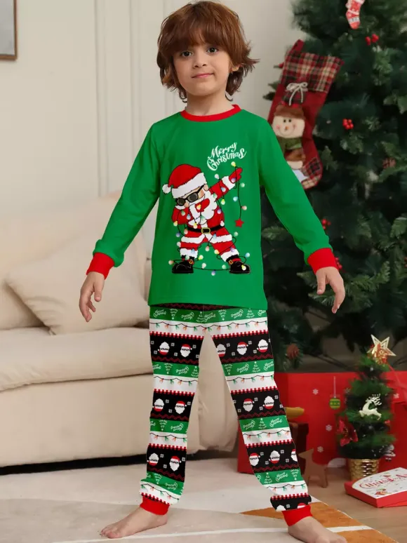 Dabbing Santa Black And Red Matching Family Christmas Pajamas 2026