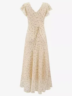 Daily Dresses Black Shaping Lace Short Sleeves High Collar Raised Waist Cap Sleeves Dress