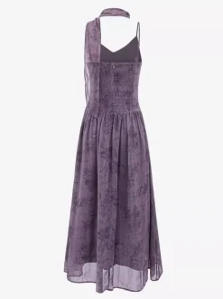 Daily Dresses For Women Deep Purple Polyester Shaping Sleeveless Straps Neck Dress