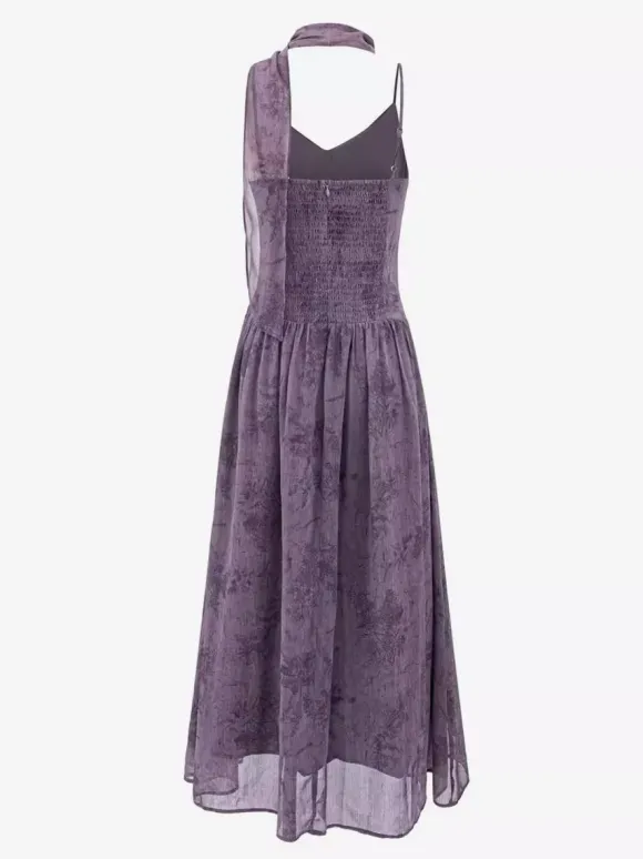 Daily Dresses For Women Deep Purple Polyester Shaping Sleeveless Straps Neck Dress