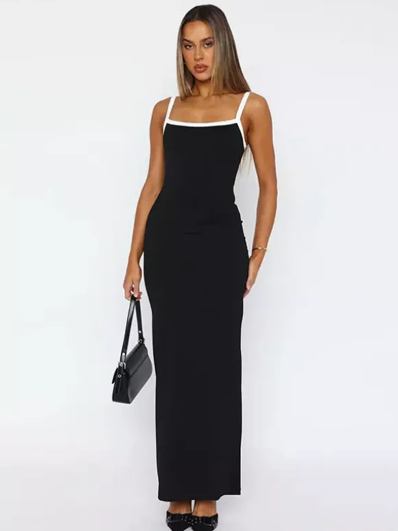 Daily Dresses Maxi Women's Dress Sleeveless U-Neck Raised Waist Sexy Backless Green Dress